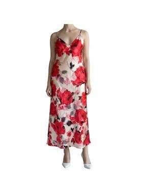 Victorias Secret Floral Slip Maxi Dress Cream Rose Coquette XS